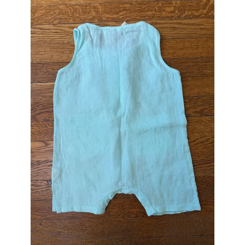 Kyte Baby Aqua Linen Romper Size 2